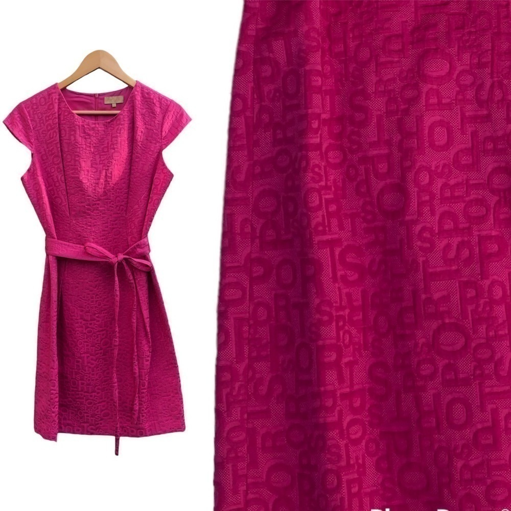 Ports 1961 Cap Sleeve Round Neck Sheath Dress hot pink size 8